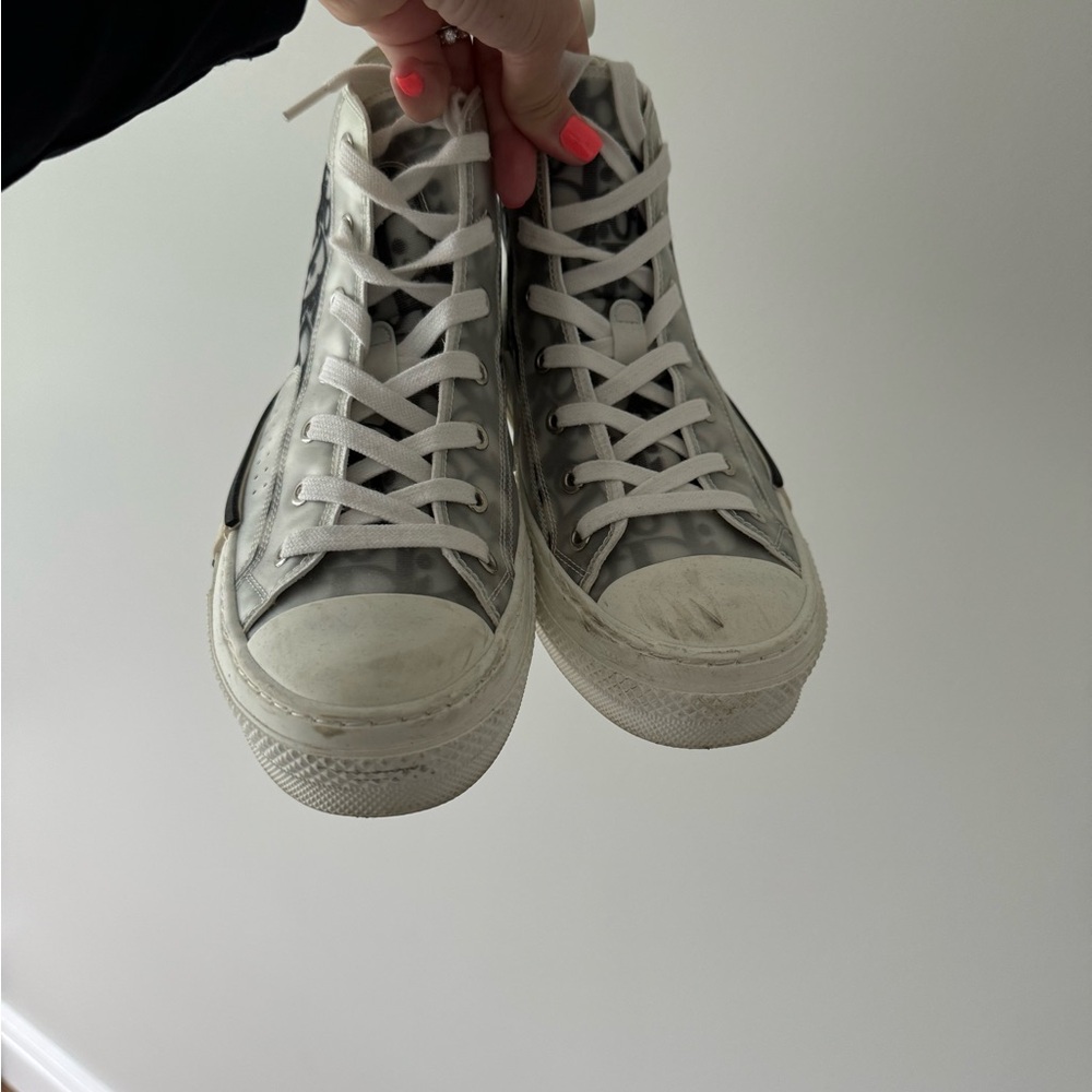 Dior White and Gray High-Top Sneakers